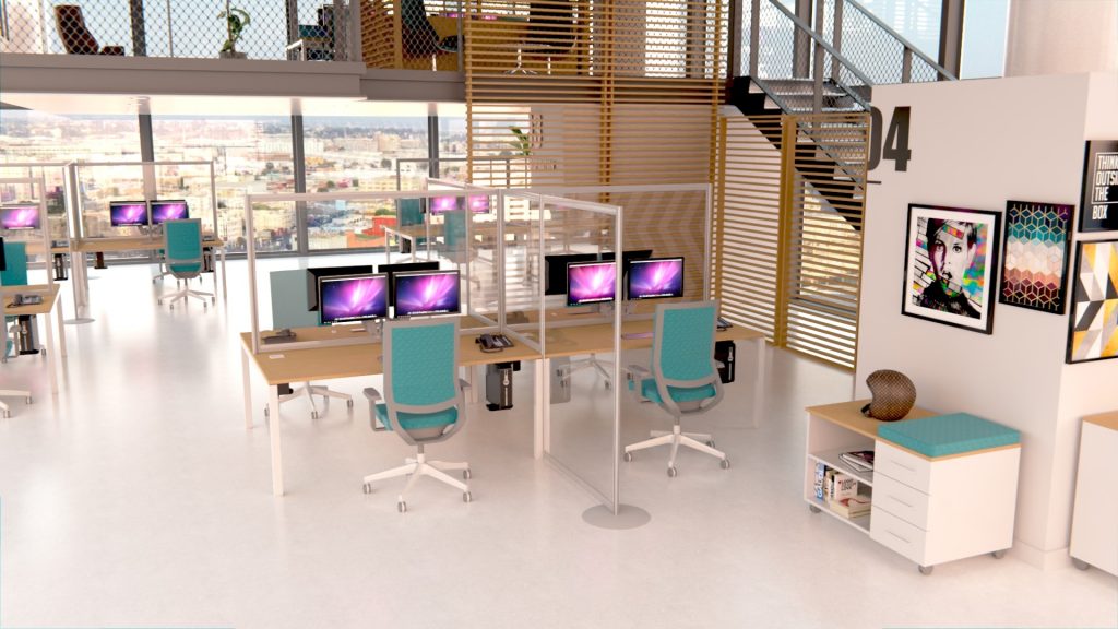 Freestanding and desktop social distancing screens for office social distancing