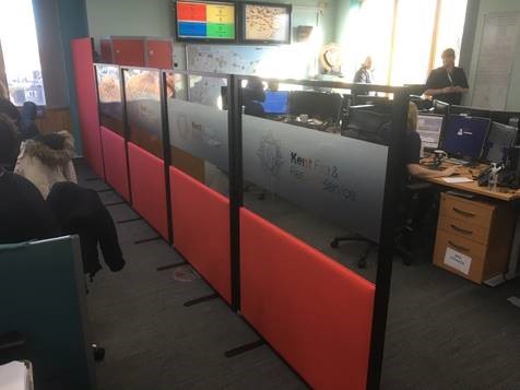 Vision office screens, acrylic and fabric combination