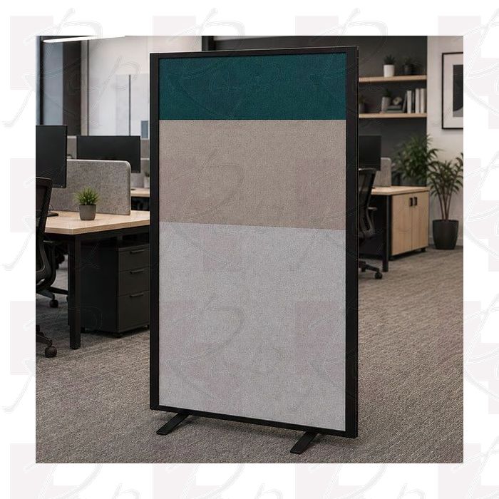3 part acoustic office screens with black frame