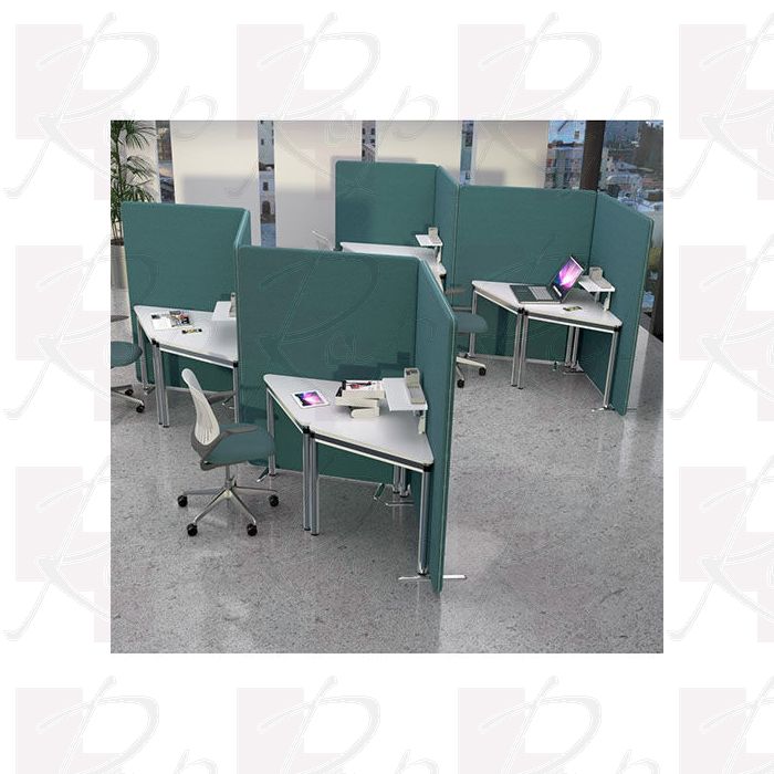 Set of 4 Delta Acoustic Office Divider, positioned to create individual acoustic work pods.