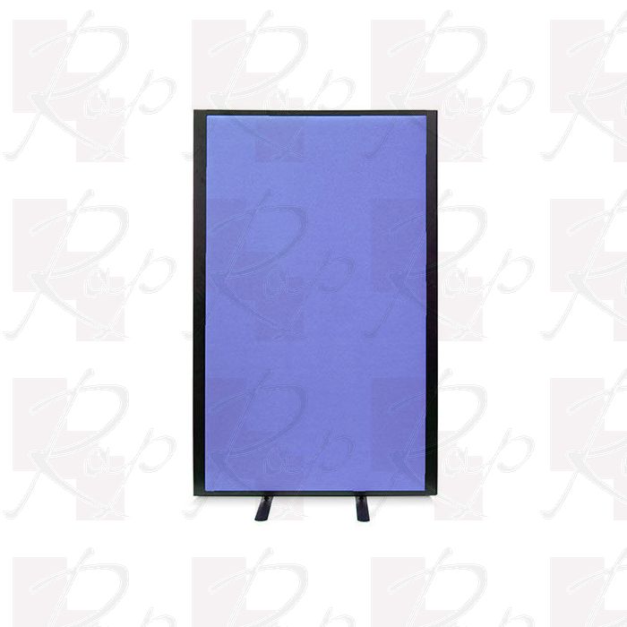 Morton acoustic free standing screens with purple drift fabric and black powder coated aluminium