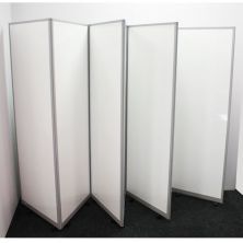 1500mm high laminate mobi screens with REACH compliant white gloss laminate