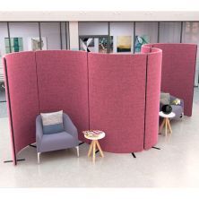 Nova curve acoustic office partition screens, curved to create bespoke seating pods. 