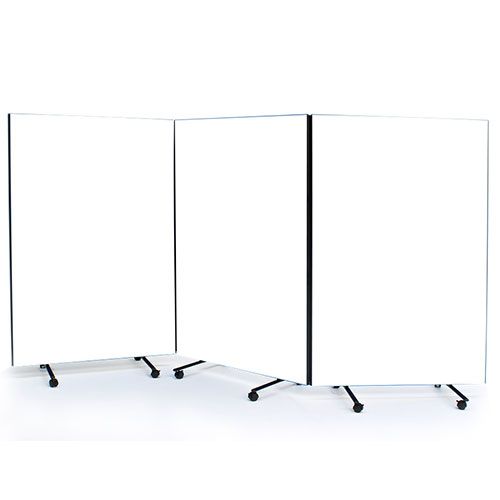 Linked Budget Medical Screens on black castor wheels for portability