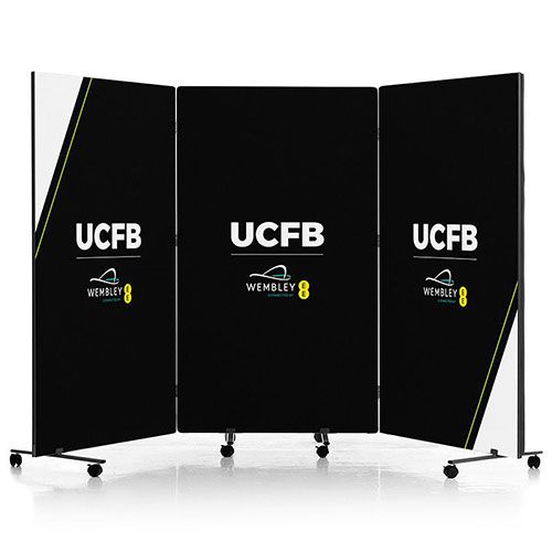 Printed foldable room dividers with lockable castors wheels. 