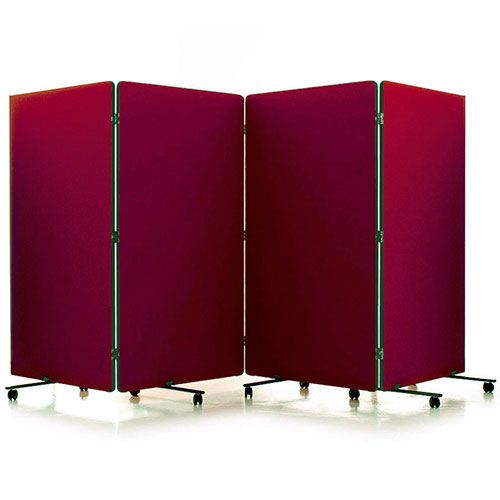 Concertina, foldable room divider with claret loop nylon fabric. 