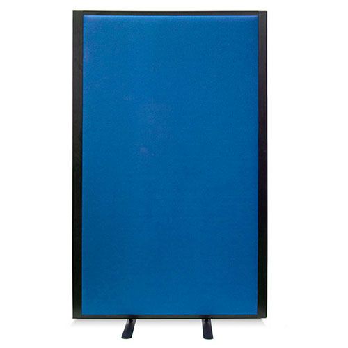 Morton Acoustic free standing screens, manufactured with blue fabric and black powder coated aluminium frame.