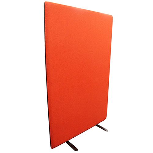 Nova acoustic screen dividers with orange fabric with black edging
