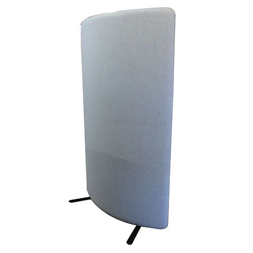 Side view of the Nova curve acoustic office partition screens, grey fabric