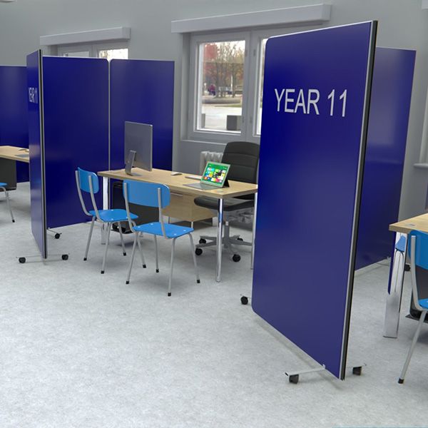 Printed Flexi-Screen room dividers, used for social distancing 