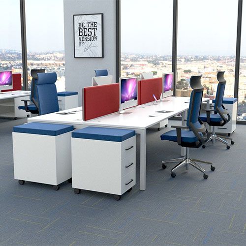 Omega Pinnable Desk Dividers fitted between desks to create individual work spaces