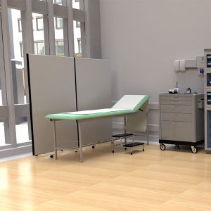 Budget Medical Screens on Castor Wheels, used for COVID-19 testing & vaccine centres