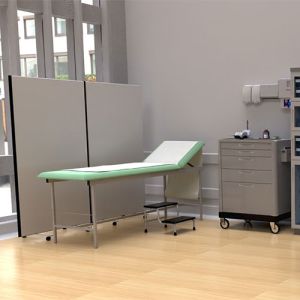 Budget Medical Screens on Castor Wheels, used for COVID-19 testing & vaccine centres