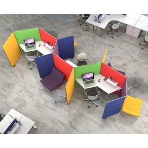 Work pod for 3 people, made with acoustic budget office partitions