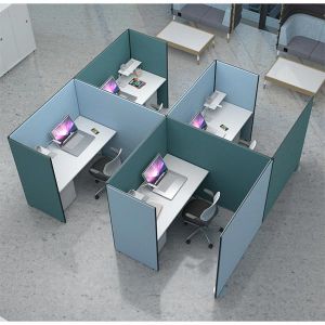 Acoustic office pod made by linking the acoustic budget office partitions