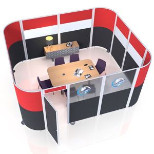 Esteem Acoustic Office Pod, with added custom branding you can create a meeting space within your open plan office