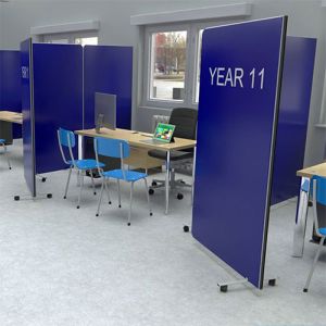 Printed Flexi-Screen Concertina room dividers used in a school