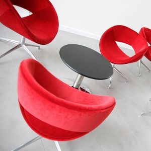 Happy chair with polished chrome sled base