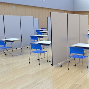 Laminate School Room Partitions used in an exam hall to divide between desks