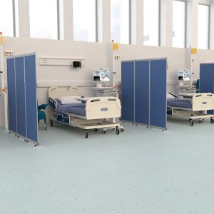 Mobi Antibacterial Room Dividers, used for covid-19 testing & vaccine centres
