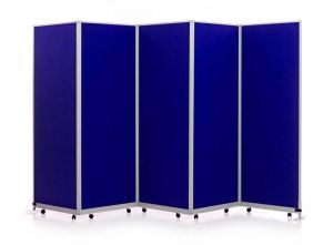 5 Panel Mobi Folding Portable Partitions in loop nylon blue fabric