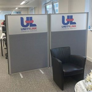 Morton Vision Top Office Screens with printed acrylic