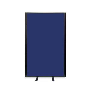 Freestanding Morton acoustic office partitions, in blue fabric with black frame.