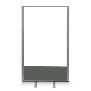 freestanding acrylic office screens, with clear or frosted acrylic and acoustic fabric base. 