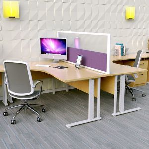 Morton+ Vision Desktop Screens. Acrylic top panels and acoustic base panel 