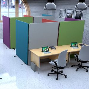 Nova Deluxe 2 Person Workbooths, made with Nova deluxe acoustic office partition screens