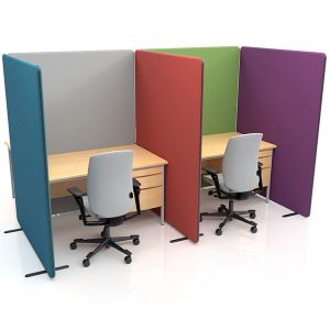 Nova Deluxe Office Screens, with acoustic fabric and acoustic double layered foam. 