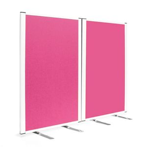 Safeguard medical screens in a pink treated anti-bacterial fabric at 1.6m high