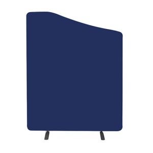 Delta deluxe 1.6m high acoustic office partitioning with blue fabric and silver stability feet.