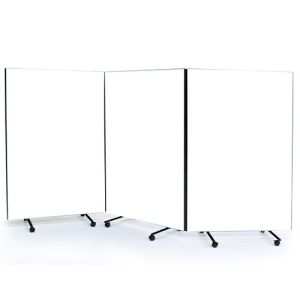 Linked Budget Medical Screens on black castor wheels for portability