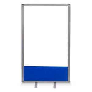 Morton Full Vision Office Partitions Screens  with clear acrylic and blue fabric base at 1.6m high