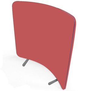 Delta deluxe curve office partitioning with pink fabric and complete with a blue piped edging. 