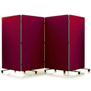 Concertina, foldable room divider with claret loop nylon fabric. 