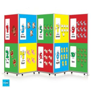 Custom printed mobile screens with an educational design.