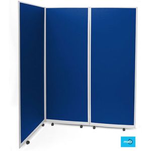 Blue anti-bacterial mobile screen at 1800mm high with 3 concertina panels. 
