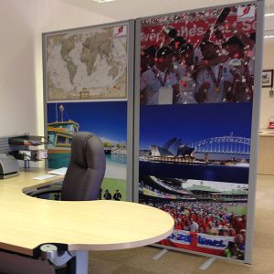 2m high Morton printed free standing screens