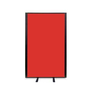 Acoustic office partitions 1800mm high. Complete with red fabric and black aluminium frame.