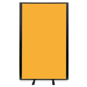 1600mm high acoustic office screen from the Morton free standing range. Complete with yellow fabric and black framework.