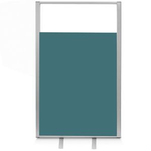Morton+ free standing vision top screen. 480mm clear acrylic top section and an acoustic base with teal fabric.