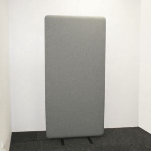 Nova acoustic screen divider with grey fabric and black edging