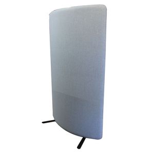 Side view of the Nova curve acoustic office partition screens, grey fabric