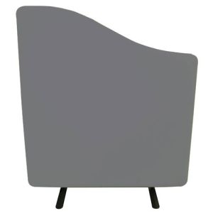 Deluxe wave top acoustic screen divider with mid grey fabric and black stabilising feet.