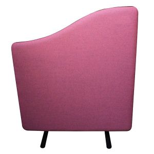 Wave Top Nova acoustic office partitioning with purple fabric and black edging. 