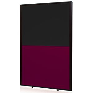 Concept acoustic screen partition with black and claret fabric, 1800mm high