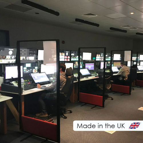 1800mm high vision screens with an acrylic and acoustic contrast