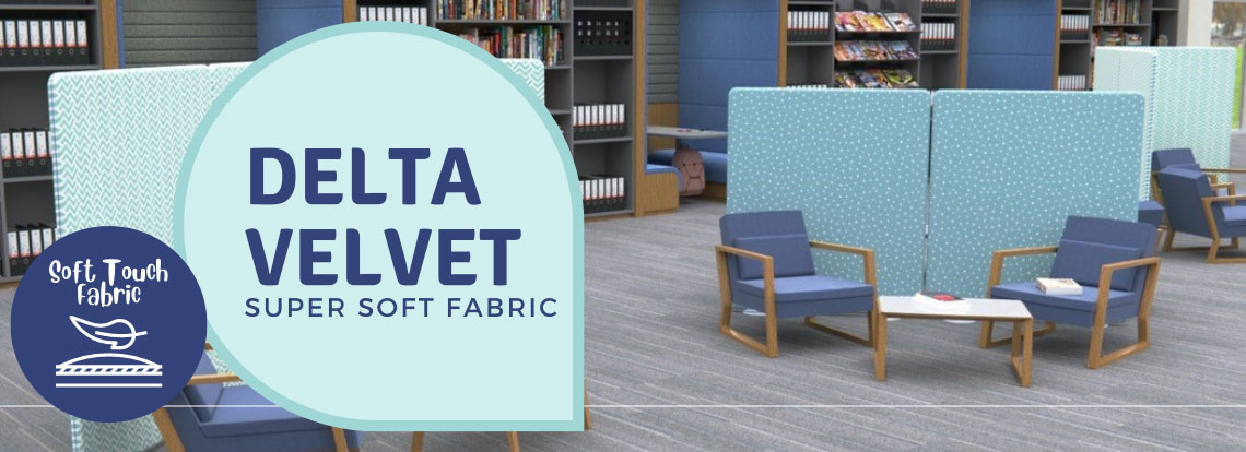 Delta velvet acoustic office screens for schools, offices and hospitals